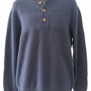 IZOD Men’s Blue Knit Quarter-Button Mock Neck Sweater - Size XXL